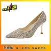 Tacones Altos de Aguja a la Moda, Zapatos de Boda, Zapatos de Boda Nupciales Franceses, Zapatos de Dama de Honor con Lentejuelas de Alta Gama, Nuevo Estilo 2025