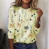 Popular camiseta de manga larga 3D para comercio exterior europeo y americano 2024, mujer, color liso, figura de flor, ropa para mujer de comercio exterior europeo y americano, un pelo lacio