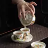 Gaiwan de Tres Talentos con Divertido Patrón de Ocho Caballos Estilo Chino, Puede Flotar y Girar Sin Calentarse, Tazón para Preparar Té Kung Fu, Taza de Té, Juego de Té
