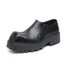 Mocasines cuadrados de cuero retro europeos y americanos transfronterizos para hombre, estilo británico, suela gruesa, que aumentan la altura, talla grande, slip-on casual