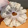Goma para el pelo Retro Dulce de Encaje Estilo Francés en Blanco Crudo, Suave y Elegante Goma para Cola de Caballo para Mujeres