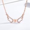 Accesorios Transfronterizos Collar de Plata de Ley S925 con Forma de Corazón y Alas de Ángel para Mujer, Diseño de Nicho de Lujo Ligero, Cadena de Clavícula de Gama Alta