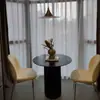 Mesa redonda nórdica de madera maciza, sencilla, para el hogar, sala de estar, ocio, mesa de negociación, sala de reuniones, recepción, mesa de centro creativa y combinación de silla.