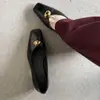 Zapatos de Mujer de Estilo Sencillo, Punta Cuadrada Baja, Tacón Grueso, Modelo Nuevo Primavera/Verano con Hebilla Metálica, Zapatos de Cuero Retro de Tacón Medio Adelgazantes para el Trabajo