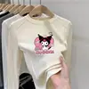 Camiseta Térmica Base Infantil Kuromi 2025 Inverno Nova Moda Top Espesso de Gola Redonda para Bebês