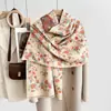Bufanda Floral Pequeña Otoño e Invierno 2025 Estilo Elegante de Socialité Bufanda Estampada de Imitación Cachemira Bufanda Cálida y a Prueba de Frío para Mujer