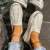 Mocasines poco profundos con pedrería de talla grande transfronterizos para mujer, nuevo estilo coreano primavera 2026, slip-on, zapatos perezosos de suela gruesa, venta al por mayor