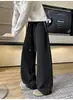 Pantalones deportivos para mujer para primavera y otoño, forrados de polar, nuevo modelo 2026, pantalones de chándal rectos de corte estrecho, pantalones de pierna ancha tipo plátano de cintura alta