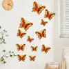 Adesivo de Parede Borboleta Dourada Folheada 3D Estéreo Borboleta de Quatro Camadas Casamento Feriado Borboleta Artificial Adesivo Decorativo Estilo Abertura de Janela