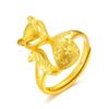 Anel Dourado Banhado a Ouro de Latão Raposa Fada Bonito Fofo Presente para Senhoras Joias de Casamento Anel Aberto