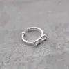 Anillo Abierto de Plata de Ley S925 Moda Anillo Personalizado de Lazo para Mujer Exquisito Simple Estilo Coreano Joyería de Plata de Ley Venta al por Mayor