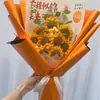 Flores Artificiais de Lã Feitas à Mão com um Futuro Brilhante, Buquê de Girassol Finalizado, Exame de Admissão à Faculdade, Cerimônia de Amadurecimento, Presentes na Temporada de Formatura