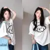 Camiseta de manga corta de seda de leche, modelo nuevo 2026, manga media blanca, estilo coreano, holgada y casual, impresionante top de verano, ins