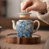 Tetera cuadrada china antigua con forma de flor de horno Ru, tetera grande para el hogar, juego de té de kung fu, tetera de cerámica de una sola olla de gran capacidad