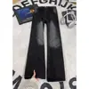 Jeans Retro Americanos de Micro-Campana para Hombre Verano Diseño Plegado Sentido de Diseño Pantalones de Pierna Curva Cintura Alta Versión Estrecha Pantalones Largos de Pierna Recta
