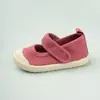 Zapatos de Lona Antipatadas de Punta Cerrada de Moda para Niños y Niñas, Zapatos Bajos de Lona Blanca Casual con Velcro y Suela Suave de TPR para Verano