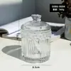 Tarro de Almacenamiento de Vidrio Repujado Francés Ins Retro Adorno de Decoración de Escritorio Tarro para Bastoncillos de Algodón de Maquillaje con Tapa Caja de Almacenamiento