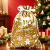 Bolsas de Regalo con Cordón de Halloween y Navidad de Venta Caliente Transfronterizas, Bolsas de Empaque con Cordón Navideño, Decoraciones Navideñas, Bolsas de Aluminio Láser