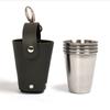 Taza de camping para exteriores con funda de cuero, taza de vino portátil para picnic al aire libre, cubierta colgante para taza, cubierta protectora