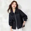 Jaqueta Camisa Jeans Color-Blocking 2026 Estilo Retro Coreano Simples com Gola Lapela Estilosa Top Casual Versátil para Mulheres