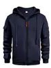 Sudadera con capucha para hombre de punto para otoño e invierno, cremallera, bolsillo en la manga, cárdigan, chaqueta deportiva casual de talla grande para hombre