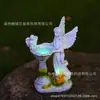 Enfeites de Anjo Coloridos Estátua de Jardim de Resina Solar Luz de Jardim Artesanato de Resina para Exterior Enfeites de Anjo