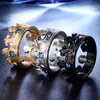 Anillo de titanio vintage estilo romano retro europeo y americano con corona de rubí, joyería gótica para hombres y mujeres, venta al por mayor, entrega de una sola pieza