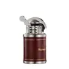 Hy756 Compacto Mini Couro Antigo Isqueiro a Querosene Roda de Afiar Chama Aberta Isqueiro à Prova de Vento Estilo Retrô