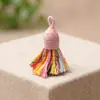 Primavera 2026 Estilo Étnico Cuerda de Algodón Colgante de Borla Pequeña Decoración de Llavero de Bolso Retro Artístico Cadena para Teléfono