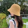 Nuevo Sombrero de Pescador de Punto para Mujer para Verano, Protección Solar, Transpirable con Diseño Hueco, Elegante y Adelgazante
