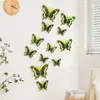 Adesivo de Parede Borboleta Dourada Folheada 3D Estéreo Borboleta de Quatro Camadas Casamento Feriado Borboleta Artificial Adesivo Decorativo Estilo Abertura de Janela