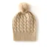 Nuevo Gorro de Cachemira Otoño/Invierno 2024 para Mujer, Tejido Retorcido Color Sólido Moda Gorro de Lana Tejido con Pompón para Mujer