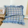 Fundas de almohada de algodón lavado clase a, algodón puro, un par de fundas de almohada grandes individuales para adultos, fundas de almohada con borde de algodón puro 48X74