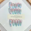 Daiyueda Uñas Portátiles Puras Hechas a Mano Verano Nueva Tendencia Cola de Pez Pintada a Mano con Concha Ojo de Gato Parche de Manicura