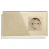 Padrão Europeu 157*86 Tomada com Interruptor Touch Russo Painel de Vidro Tomada com Interruptor Touch Luz Ozon Painel F