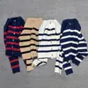 Cardigan Clásico de Punto a Rayas para Mujer, Otoño e Invierno, Cuello Redondo, Corte Ajustado, Abrigo Suéter Versátil