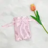 Venda Direta de Fábrica de Sacolas Rosa de Cetim com Cordão Renováveis, Sacolas Ecológicas de Tecido para Presente de Joias, Personalização no Atacado