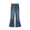 Pantalones de Jeans Casuales Sueltos para Mujer, Estilo Nuevo de Terciopelo Engrosado Elástico Ligeramente Acampanados, Otoño e Invierno 2025