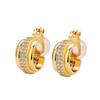 Arete de Clip Circular con Diamantes Completos Micro-incrustados Solapados Transfronterizo para Mujer Diseño Nicho Avanzado Aretes en Forma de U Lujo Ligero Aretes Combinables