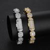 Joyería Transfronteriza Europea y Americana Pulsera de Caramelo de Roca de Zirconia de Corazón de 10 mm Marca de Moda Elegante Diamante Completo Hip-Hop Accesorios de Pulsera para Hombre