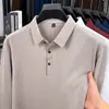 Camisa polo sin costuras de manga larga transfronteriza nueva, colección otoño 2026, camiseta de manga larga casual de negocios para hombre con cuello camisero