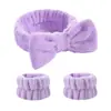 Faixa de Cabelo de Flanela para Lavar o Rosto Transfronteiriça, Faixa de Maquiagem, Pulseiras de Pelúcia para Lavar o Rosto, Faixa de Cabelo com Laço de Borboleta Espessado, Feito Sob Medida