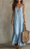 Vestido de tirantes V-neck para mujer, color liso, estilo bohemio vacacional, europeo y americano, Amazon, 2026
