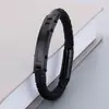 Pulsera Trenzada de Cuero con Fibra de Carbono de Moda del Fabricante Original, Joyería de Pulsera Retro de Acero Inoxidable Versátil y a la Moda para Hombre