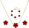Amazon Best-Seller Transfronteiriço Pulseira Colar Brincos Trevo da Sorte Temperamento Conjunto de Três Peças Versátil e Fashion