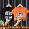 2026 Nova Roupa Infantil 100% Algodão para Meninos Manga Curta Verão Nova Estampa Estampada Gola Redonda Camiseta Casual Desenho Animado Top