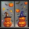 Calcomanías de Calabaza de Halloween Decoración de Arreglo para Fiesta Navideña Calcomanías Electrostáticas de Linterna de Calabaza de Caramelo Gato Negro Fantasma Calcomanías para Ventana
