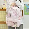 Mochila de lunares estilo lindo para estudiantes mujeres, bolsa escolar de alta apariencia, bolsa de dolor de estrella, ventana transparente, mochila ligera de gran capacidad