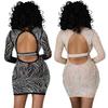 X5330 Moda Europeia e Americana Nova Amazon AliExpress Sexy Nightclub Malha Perspectiva Vestido Feminino Rhinting