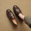 Mocasines de mujer sin cordones con suela gruesa, nueva colección de otoño 2026, zapatos pequeños de cuero estilo británico, calzado de mujer a la moda